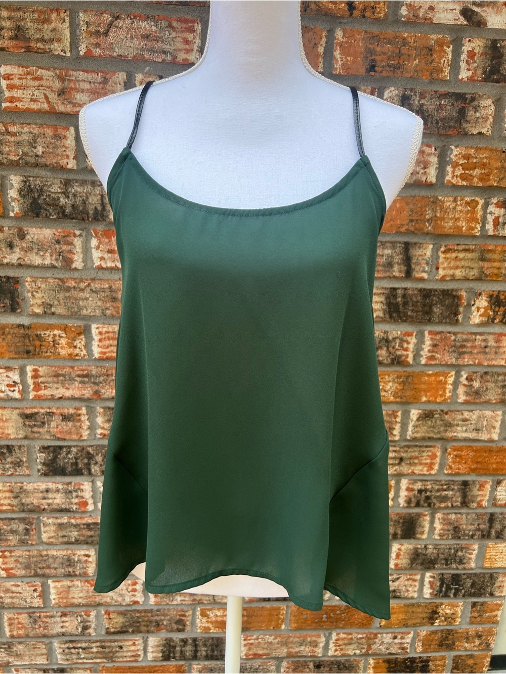 Collective Concepts Green Spaghetti Strappy leather back Tank Medium Petite
